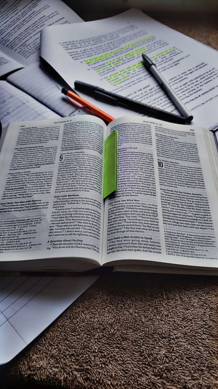 An open Bible, used in AEBS theological study